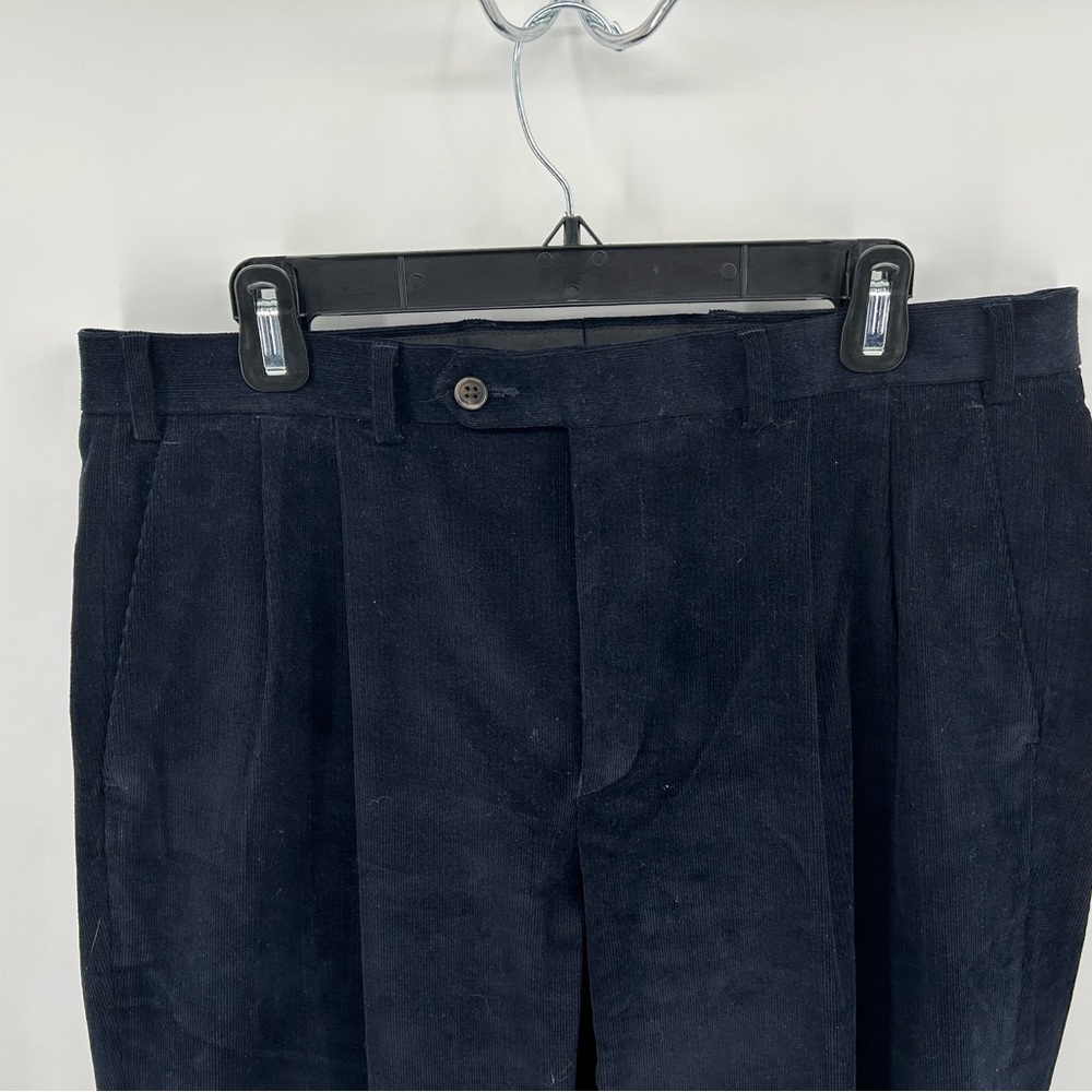 Ralph Lauren Men's Navy Corduroy Pleated Trousers - Picture 2 of 9